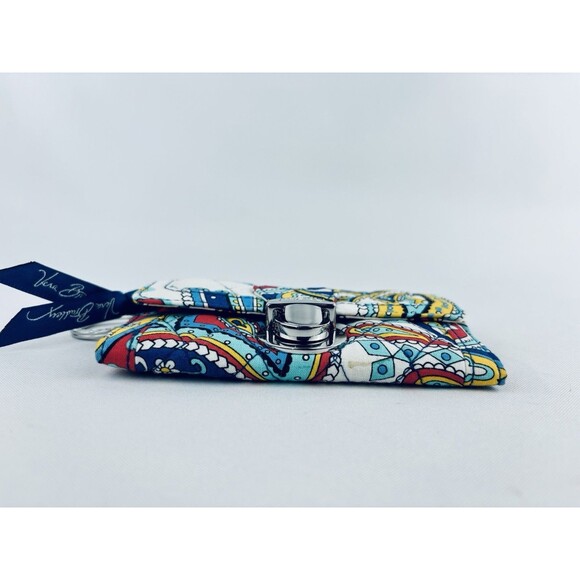 Vera Bradley Wallet Marina Paisley Quick Swipe ID Red Key Ring - Quilted - Picture 2 of 10